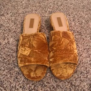 Mustard Velvet Mules